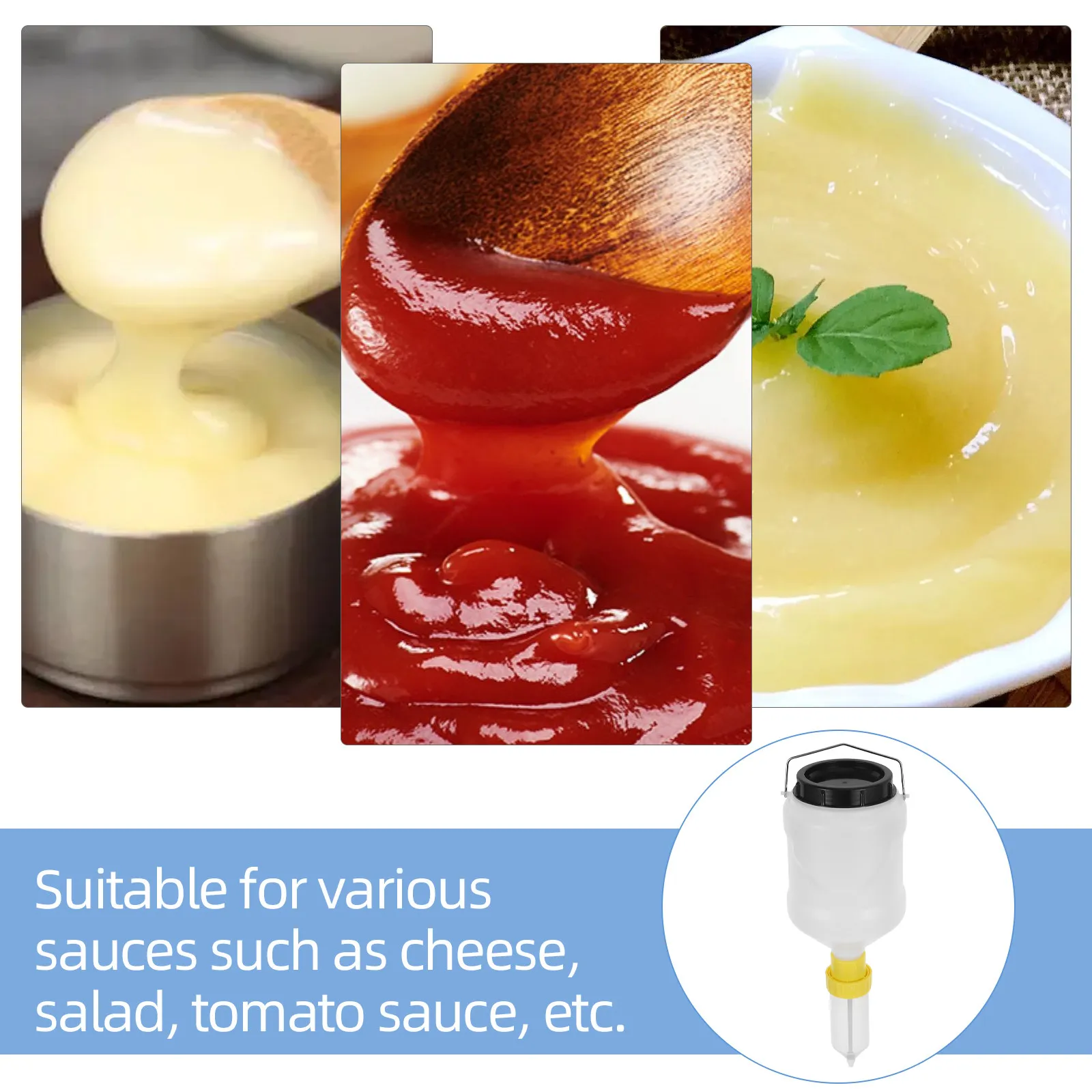 

Commercial Sauce Squeeze Bottle Hanging Design Large Capacity 3L Refillable Leakproof Container for Ketchup Salad Dressing
