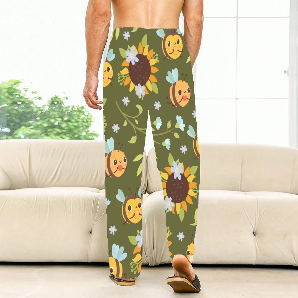 Pantalones de pijama con patrón de girasoles para hombre y mujer, ropa de dormir supersuave, con bolsillos y cordón, Unisex