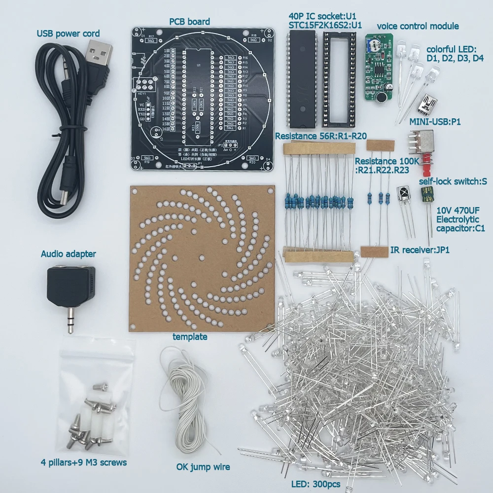 DIY Electronic Canton Tower LED Kit Soldering Project with Tutorial 16L Voice Sensor Version