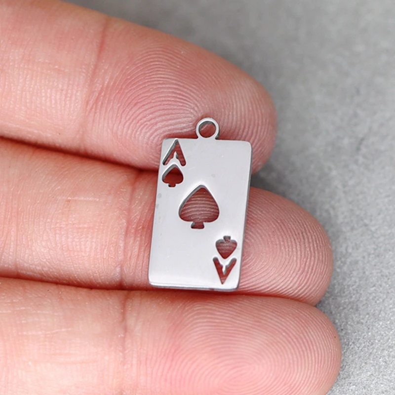 3PCS Stainless Steel Playing Card Ace of Hearts Pendant Charms for Jewelry Making DIY Craft Tassels Earrings Necklace Accessorie