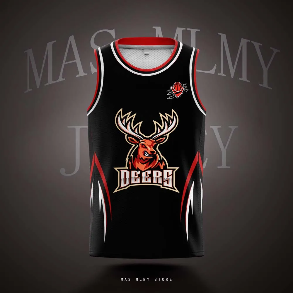 

Custom Deers Digital Print Basketball Jerseys Mesh Sports Shirts Personalized Name & Number for Kids Youth Adults