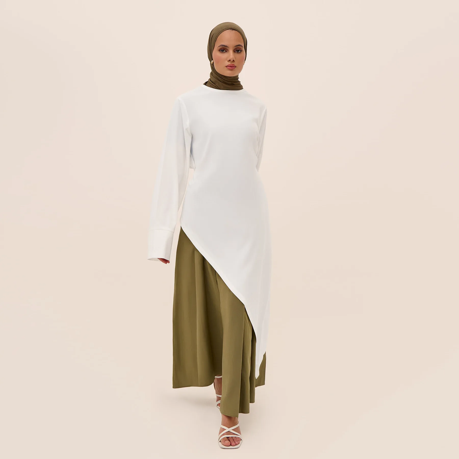

Women Muslim Sets Zip Long Tops+Skirt Cotton-Linen Hijab 2pcs Matching Sets Eid Ramadan Muslim Woman Clothing Abaya 2 Piece Set