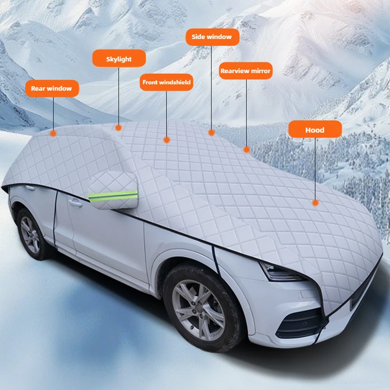 

All-Weather Multi-Function Car Cover: Snow & Sun Protection with Thermal Insulation, Reflective Strips & Easy Foldable Design