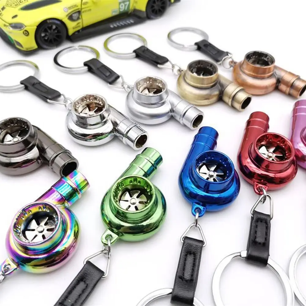 Turbo Key Chain With Real Sound Zinc Alloy Turbo Key Ring With Sound Sleeve Bearing Spinning Key Buckle for Auto Accessories