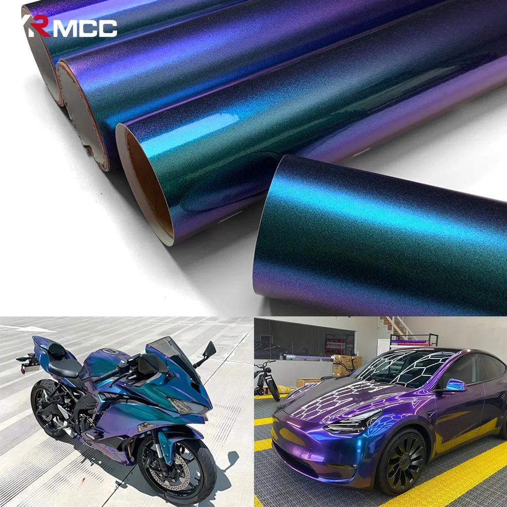 Car Chameleon Vinyl Film Color Change Film Glossy Matte Wrapping Purple Blue Air Release Stickers Motorcycle Sticker Accessories