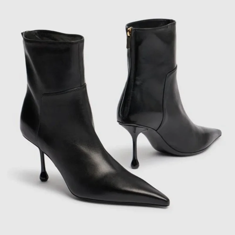 

Кожаные ботинки Slitetto в странном стиле, сексуальные кожаные замшевые ботинки с острым носком по индивидуальному заказу, новые модные женские современные ботинки