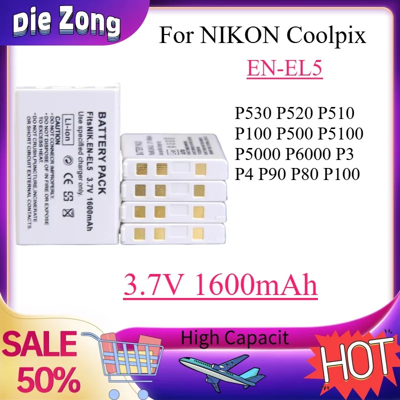 

High-quality 3.7V 1600mAh EN-EL5 ENEL5 Battery For NIKON Coolpix P530 P520 P510 P100 P500 P5100 P5000 P6000 P3 P4 P90 P80 P100