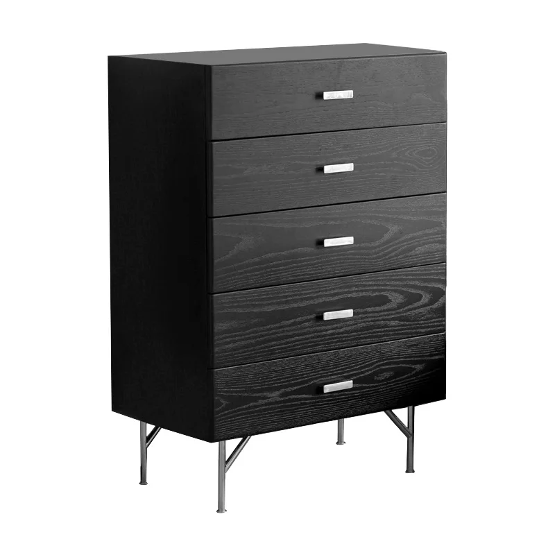 

chest of drawers, black living room side cabinet, Nordic retro locker, drawer cabinet, , stainless steel multi-layer cabinet