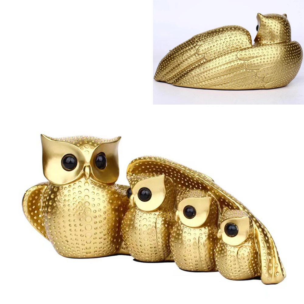 

Lovely One-piece Lovely Family Of Four Cute Funny Animal Owl Figurines Christmas Ornament Statues Home Desk Arts Decor Sculpture