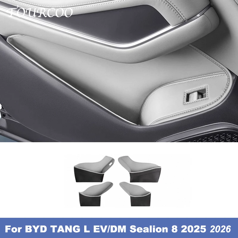 

For BYD TANG L EV/DM Sealion 8 2025 2026 Door Storage Box Door Slot Mat Protective Pad Leather Car Accessories