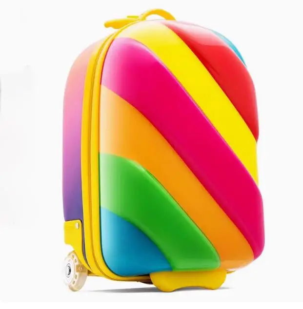 Girls carry on Rolling Suitcase for Girls Rainbow Kids trolley bags Soft Wheeled Suitcase 16 Inch Travel Luggage Suitcase for