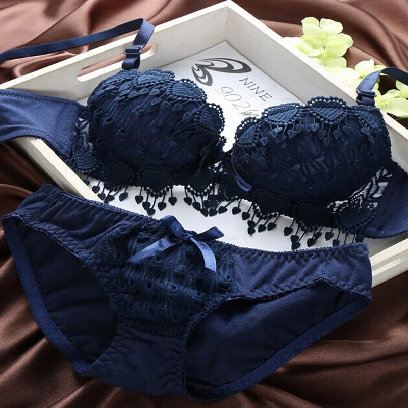 Push Up Bra Set  Women Lingerie Underwear Sexy Floral Lace Underwear Set Lady Comfortable Thin Cup Brassiere Outfit