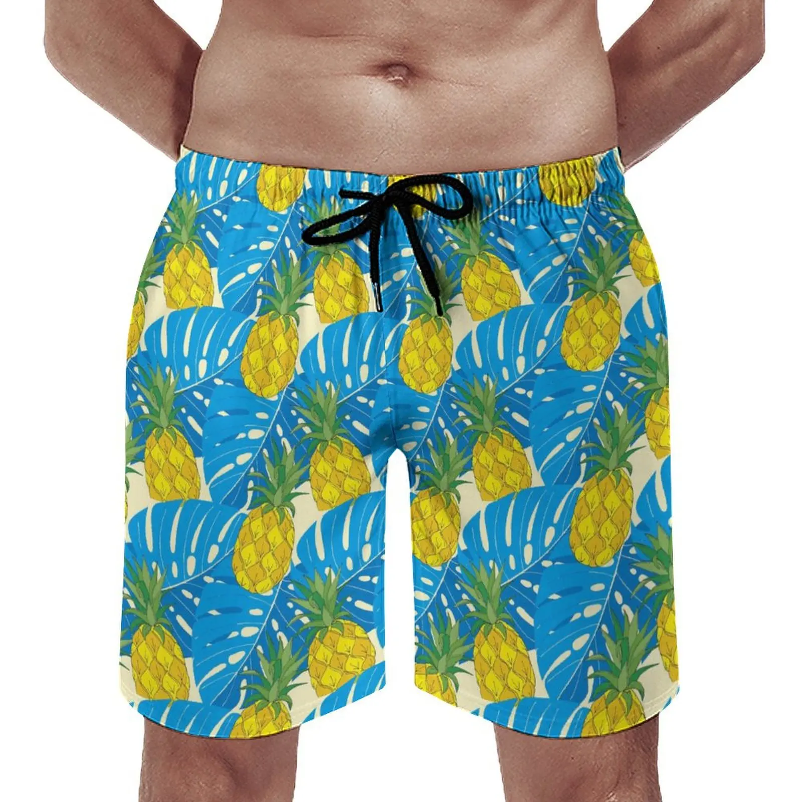 Pantaloni da spiaggia da uomo con coulisse e coulisse con stampa di frutta tridimensionale 3d Casual allentati da spiaggia da uomo