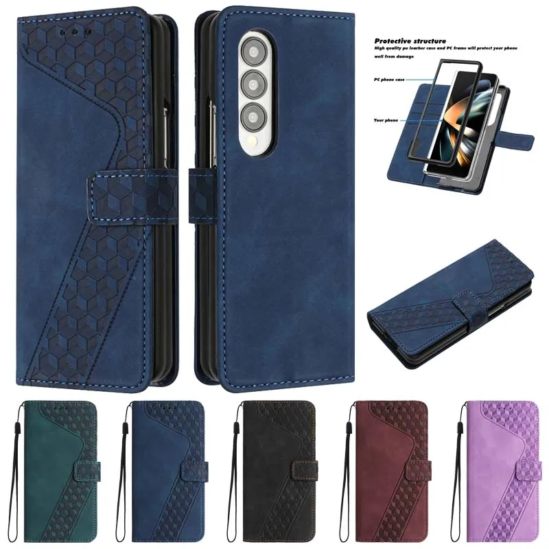 For Samsung Galaxy Z Fold3 5G Case 3D Geometric Wallet Case Samsung Galaxi ZFold 3 ZFold3 SM-F926B F926W F926U F926N Phone Cover