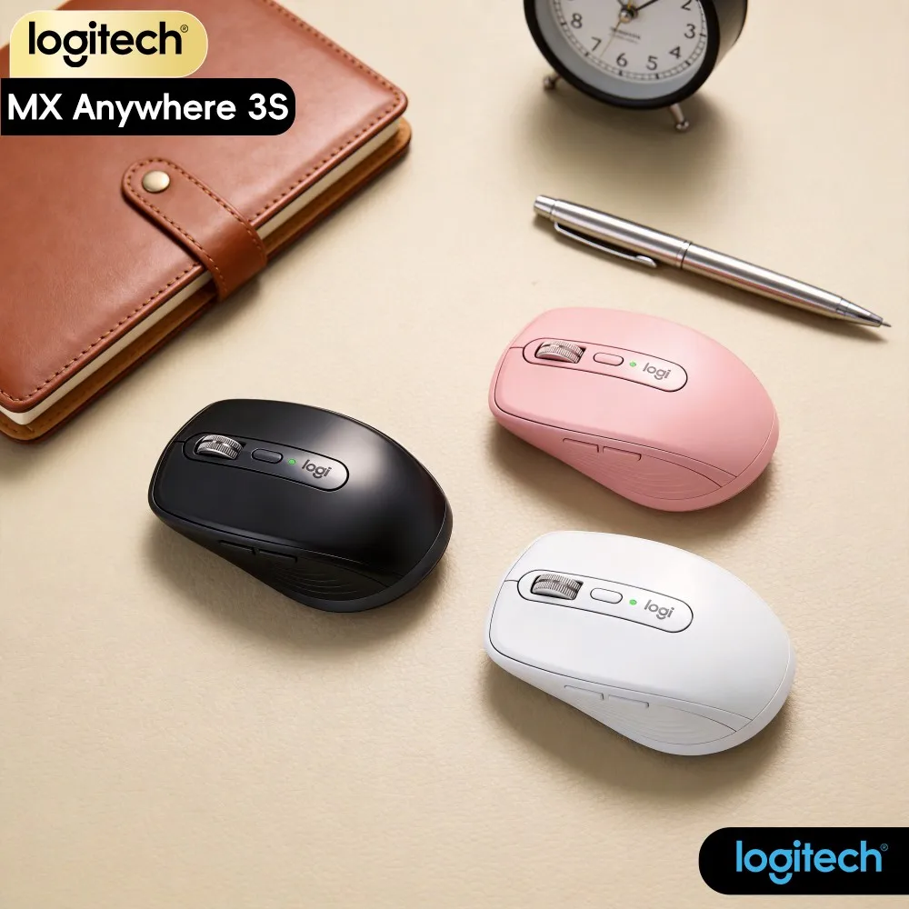 Portable Logitech MX Anywhere 3S Mouse - 8K DPI, Hyper-Scroll, Silent Click, Travel-Friendly Design For Business Trip