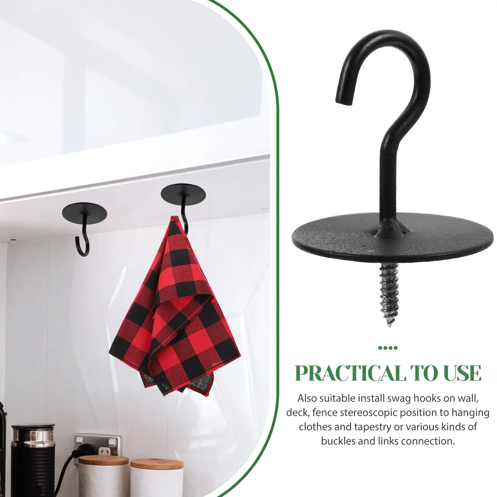 2Pcs Premium Iron Ceiling Hooks Thickened Base Strong Bearing Capacity Indoor Outdoor Hanging Hook for Bird Feeders Holiday