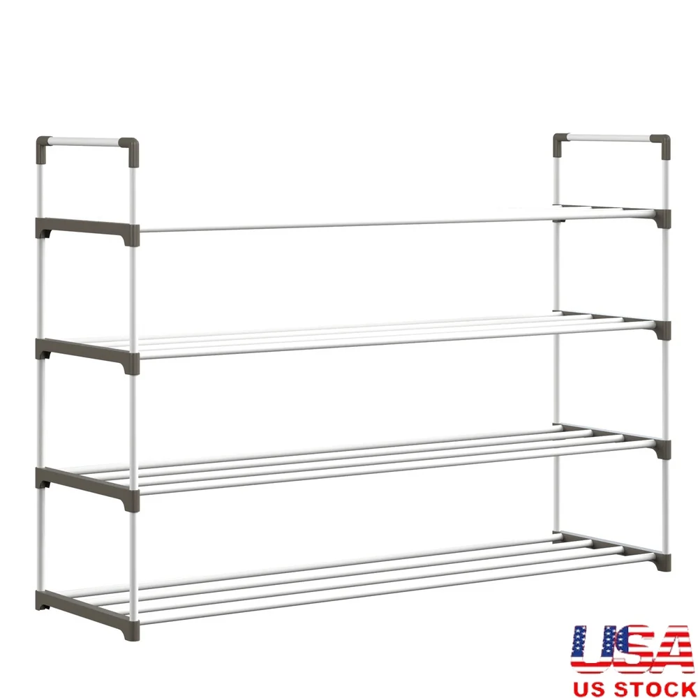 

4-Tier Shoe Rack Organizer Holds 20 Pairs Sneakers Heels Boots Space Saving Storage Solution Entryway Bedroom Bathroom
