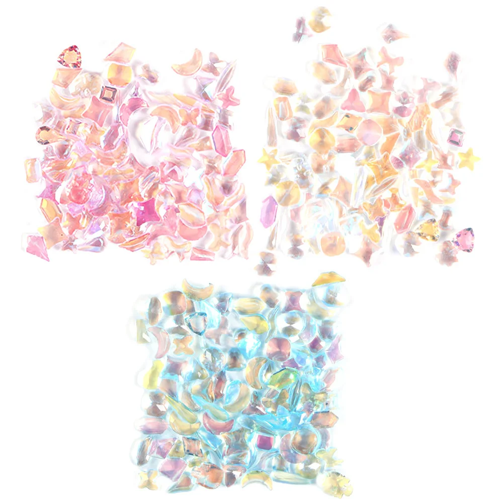 3 szt. 3 woreczki dżetów do paznokci, płaskie ozdoby do paznokci, dekoracje do zdobienia paznokci, materiały do rękodzieła DIY, biżuteria, etui na telefon, album do scrapbookingu