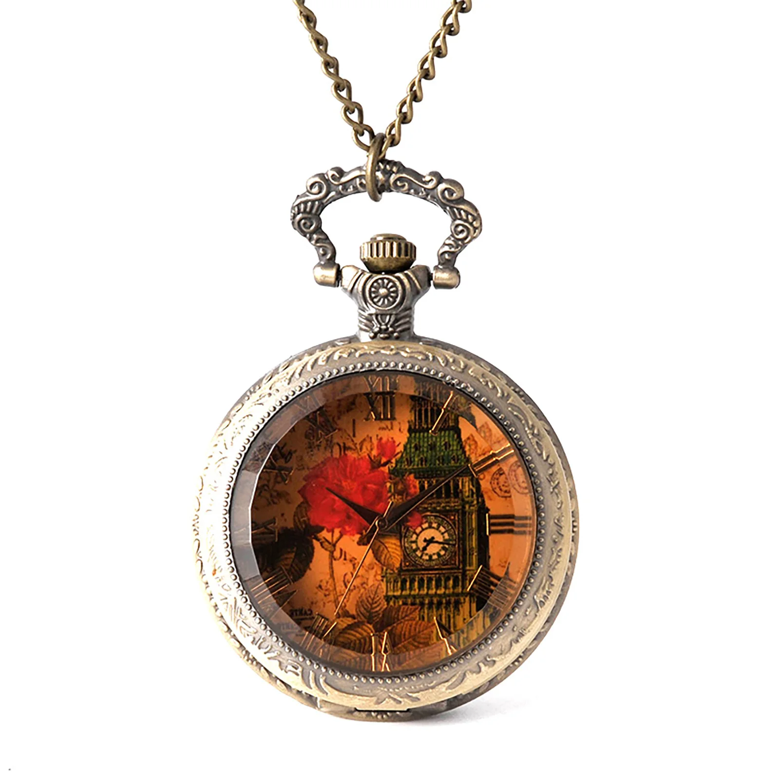 Vintage Numerals Scale Quartz es with Chain Ideal Gift for Family and Friends
