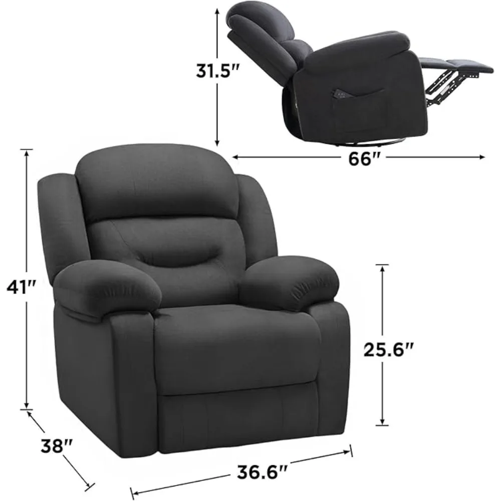 Fabric Manual Reclining Chair with Overstuffed Armrest and Backrest, Soft Lazy boy Lounge Sofa,Living Room Chairs