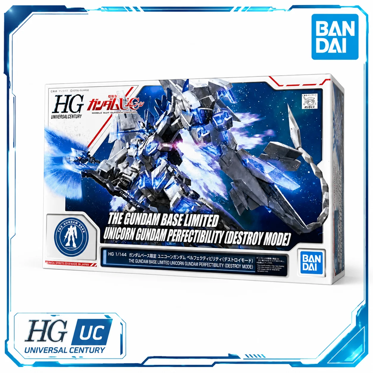 Bandai Unicorn Gundam Perfectibility Destroy Mode Original HGUC 1 144 Base Limited Anime Action Figure Assembly Model Kit Toys