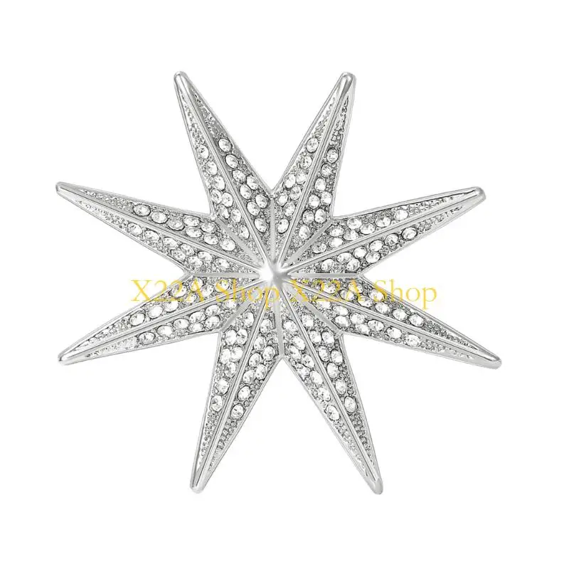 Unique Stylish Eight Point Star Brooch Pin Alloy For Adding Fashionable Accent To Clothing Work And Social Event