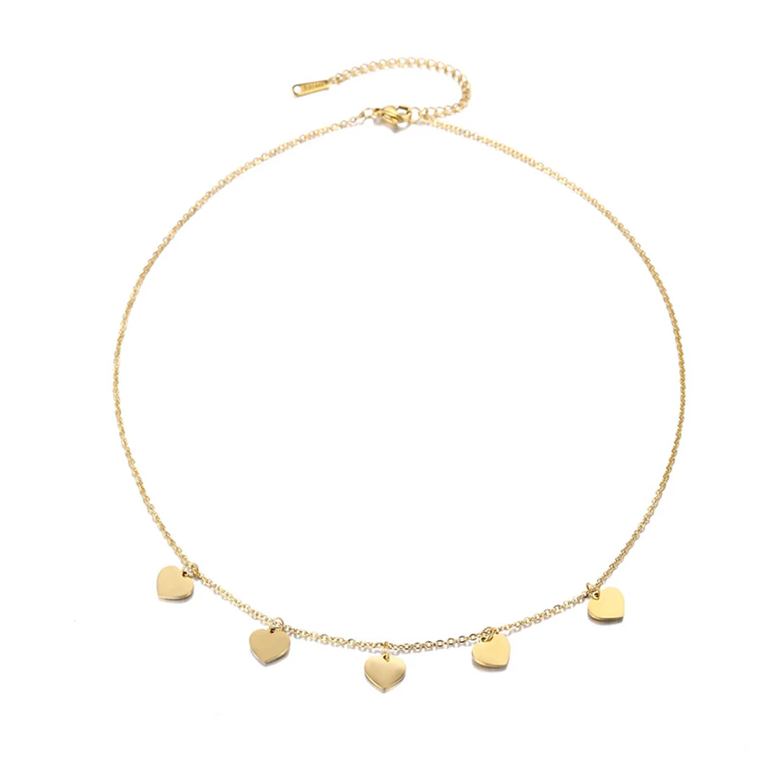 

Romantic Small Tiny Statement Love Heart Pendant Female Gold Color Stainless Steel Choker Necklace for Woman Jewelry Gift