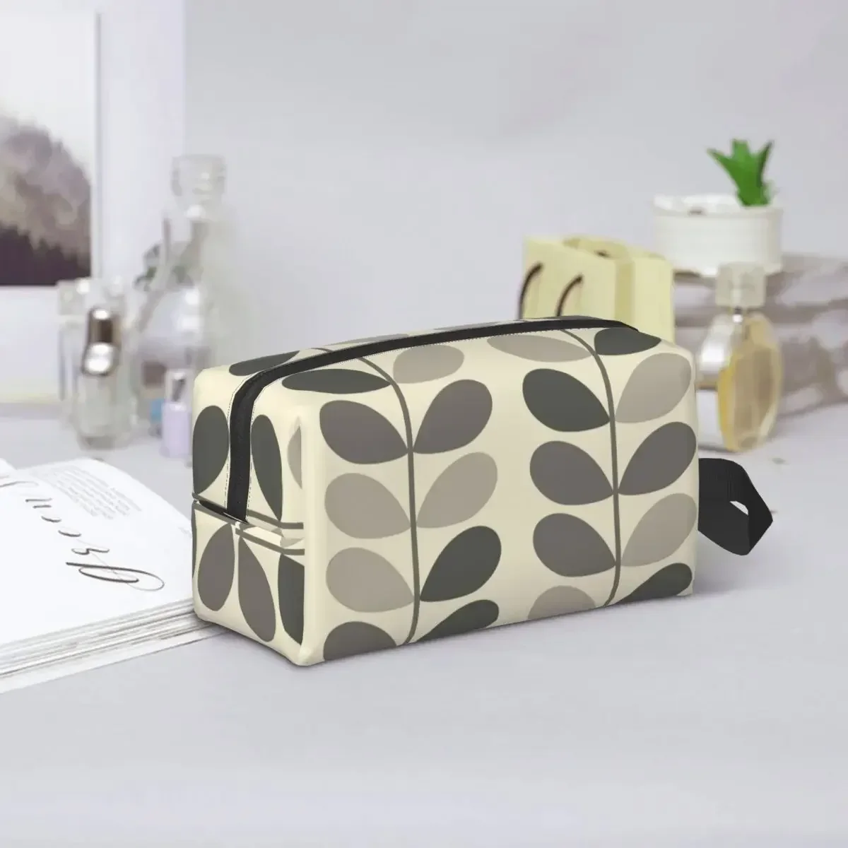 Aangepaste Multi Stem Warm Grijs Orla Kiely Patroon Make-up Tas voor Vrouwen Reizen Cosmetische Organizer Leuke Opslag Toilettassen