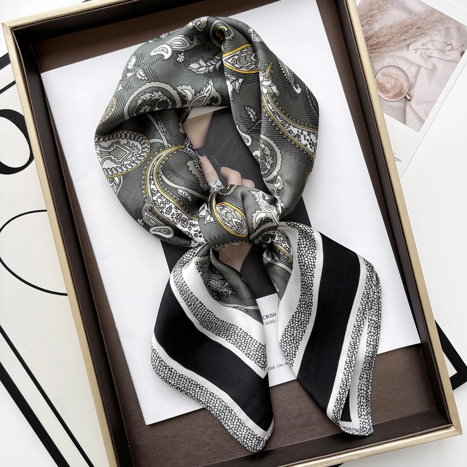 Neue Literarische Modische Bandana Imitation Seide 70*70 cm Temperament Platz Schals Frauen Frühling/Sommer Weiche Satin Schal – Detail 10
