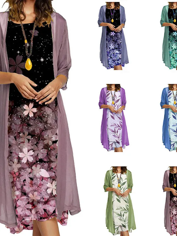 Ele imprimé décontracté Dr ensemble femmes Aosphère imprimé robe de loisirs costume automne saison Stand Fit t-shirt Dr