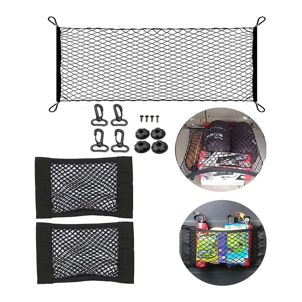 110 x 60cm Car Trunk Rear Storage Net Truck Car Cargo Net 40X25CM Trunk Luggage Net Suitable for SUV Van Car