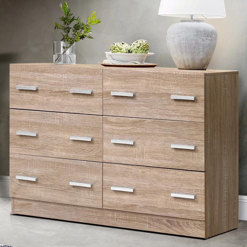 xx-Modern 6 Drawer Bedroom Dresser Oak Wood Living Room Cabinets*
