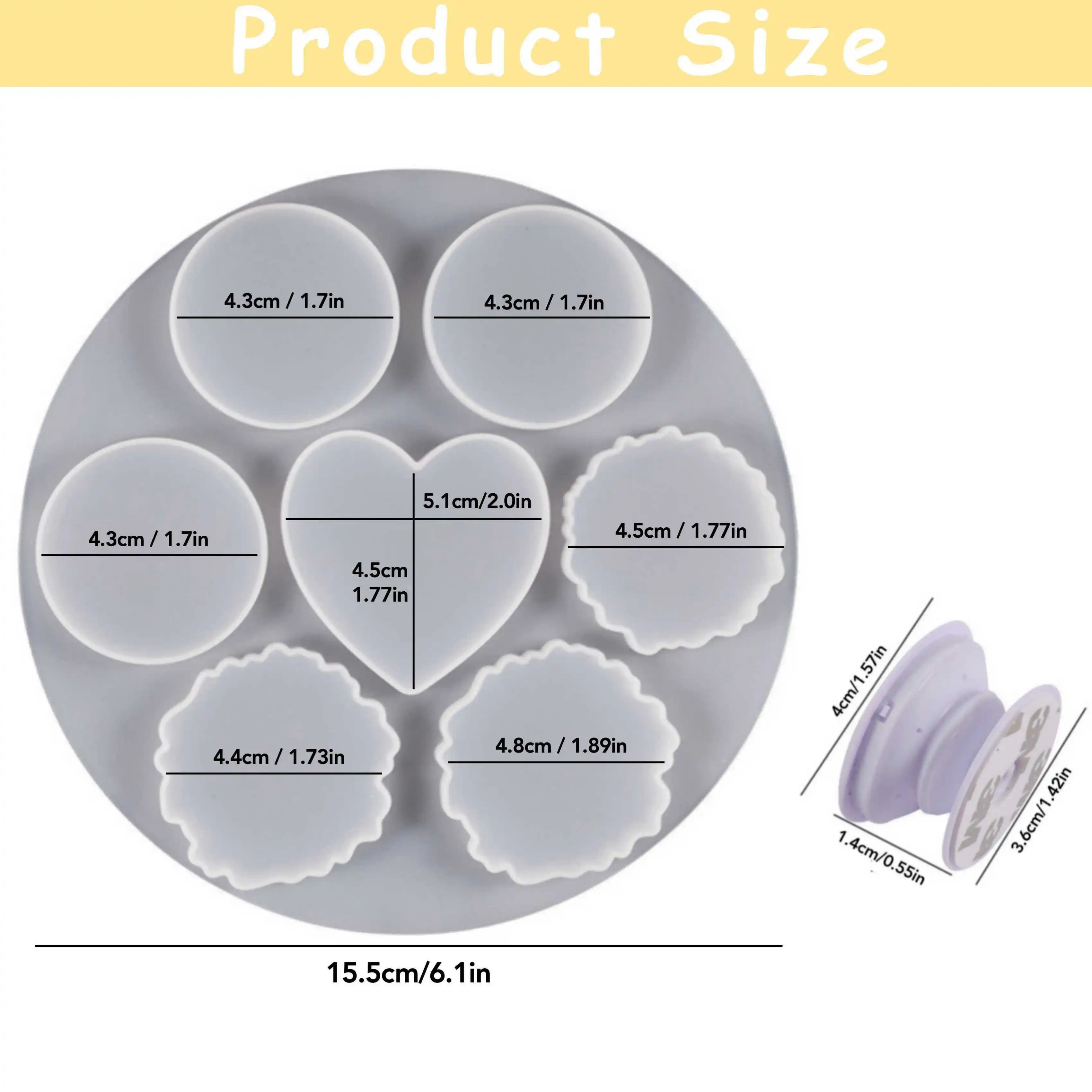 11Pcs, Irregular Phone Holder Molds DIY Resin Heart-Shaped and Round Silicone Mold Set, 1Pc Mold & 10Pcs Phone Holders, Full Set of Heart-Shaped Coasters, Hanging Pendants Silicone Molds, Reusable, High-Frequency Use, for Personal Use, Gift for Friends and Family, Creative Holiday Gifts. view 6