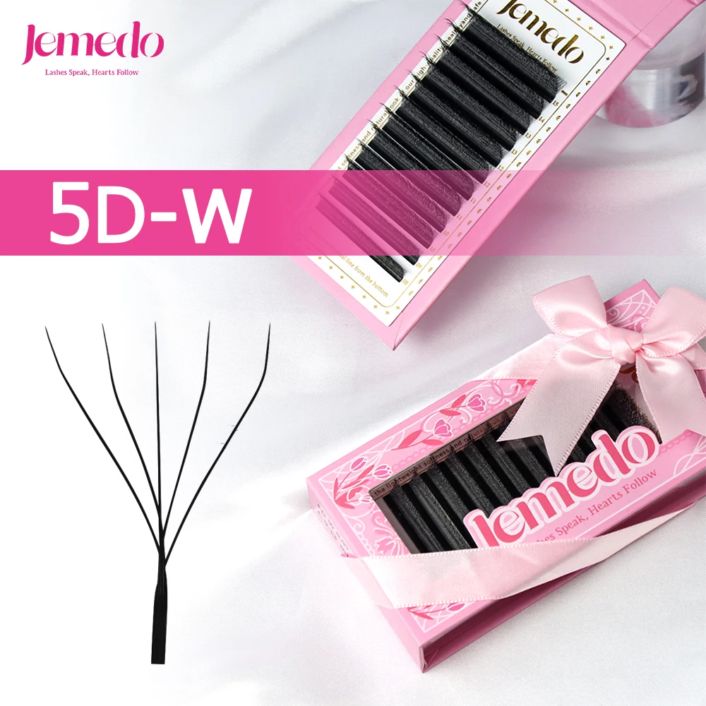JEMEDO 5D W-Shape Eyelashes 0.07mm Lash Extensions C/D/M(LU) Curl Lashes Extension Natural Premade Volume Fans For Beauty Makeup