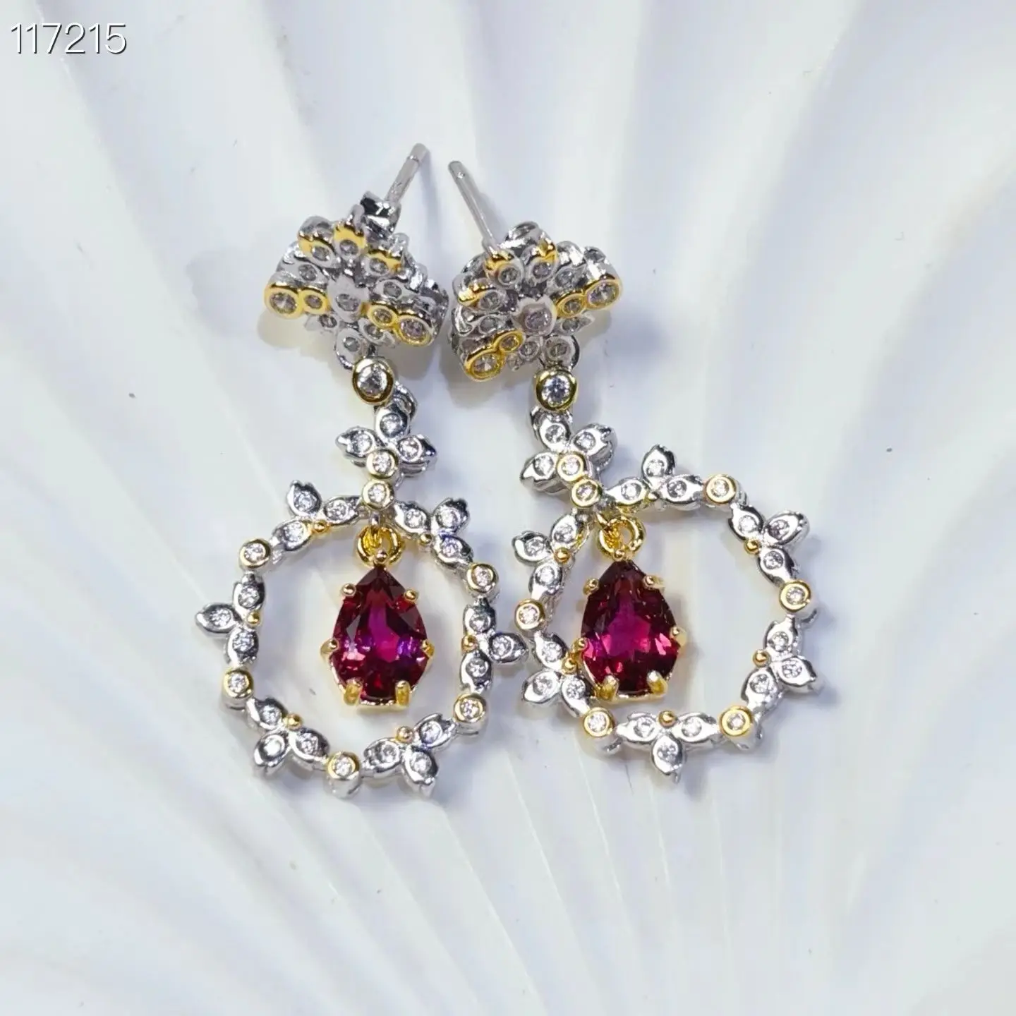 

Изысканные серьги-капли из серебра 925 пробы для вечеринки, серьги с натуральным гранатом, 5 мм * 7 мм, 1,2 карата VVS, пироп, гранат, серебряные украшения