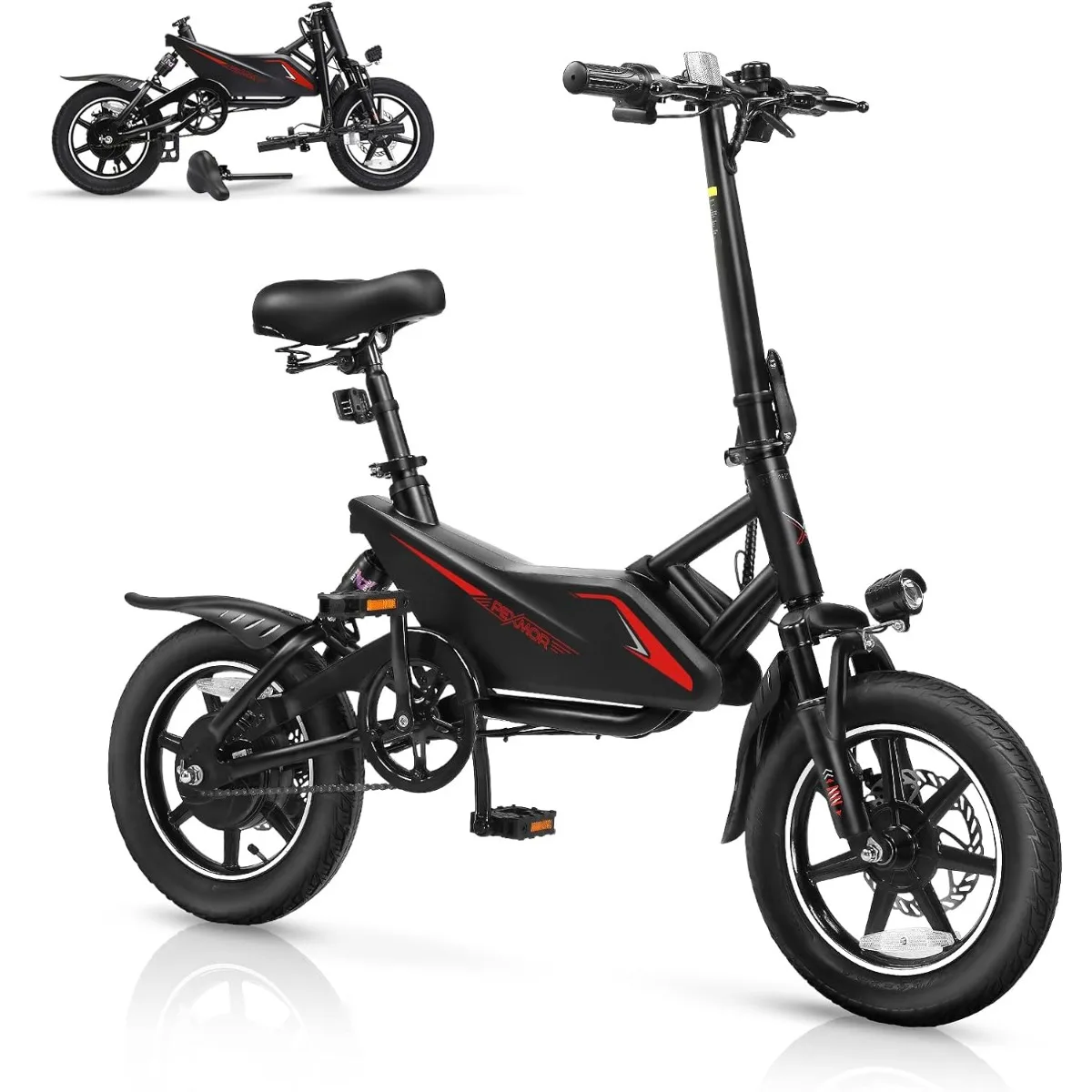 

Electric Bicycle 350W 36V 6AH Battery w/Dul Shock Absorber Electric Bike for Adults,14" Folding , Foldable Commuter City Ebike