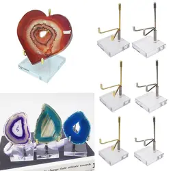 Metal Mineral Display Stand With Acrylic Base For Crystal Ball Base Stone Shelf
