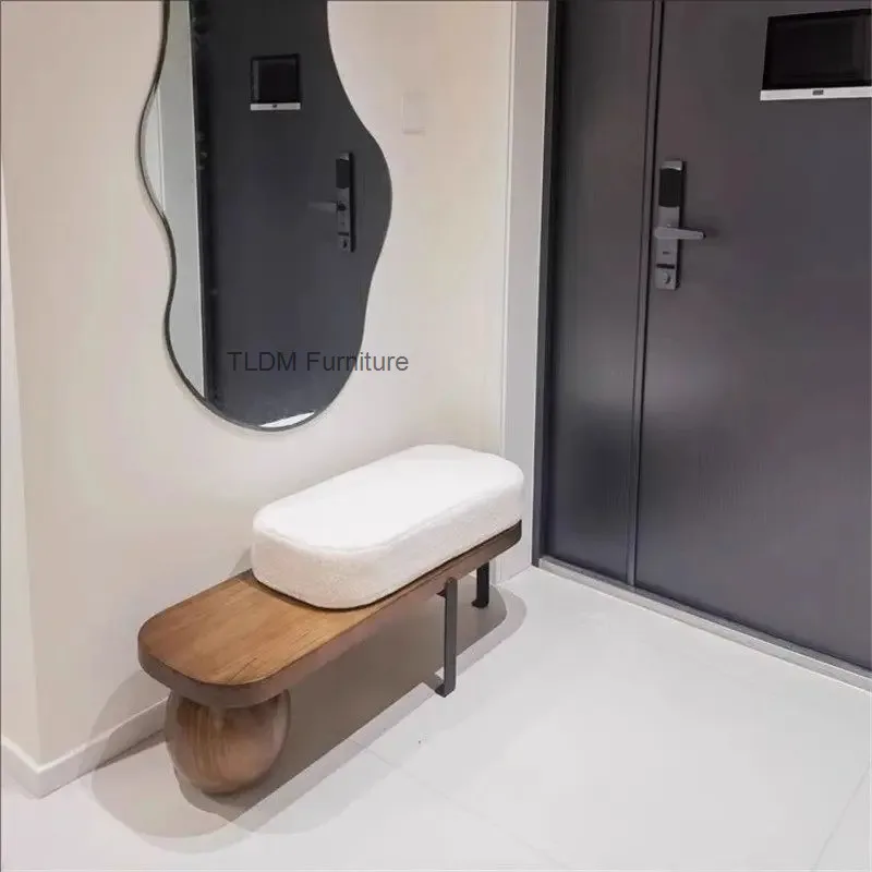 Minimalist Entryway Foot Stool Accent Modern Hotel Luxury Hallway Shoe Foot Stool Pouf Mobile Tabouret Lounge Suite Furniture