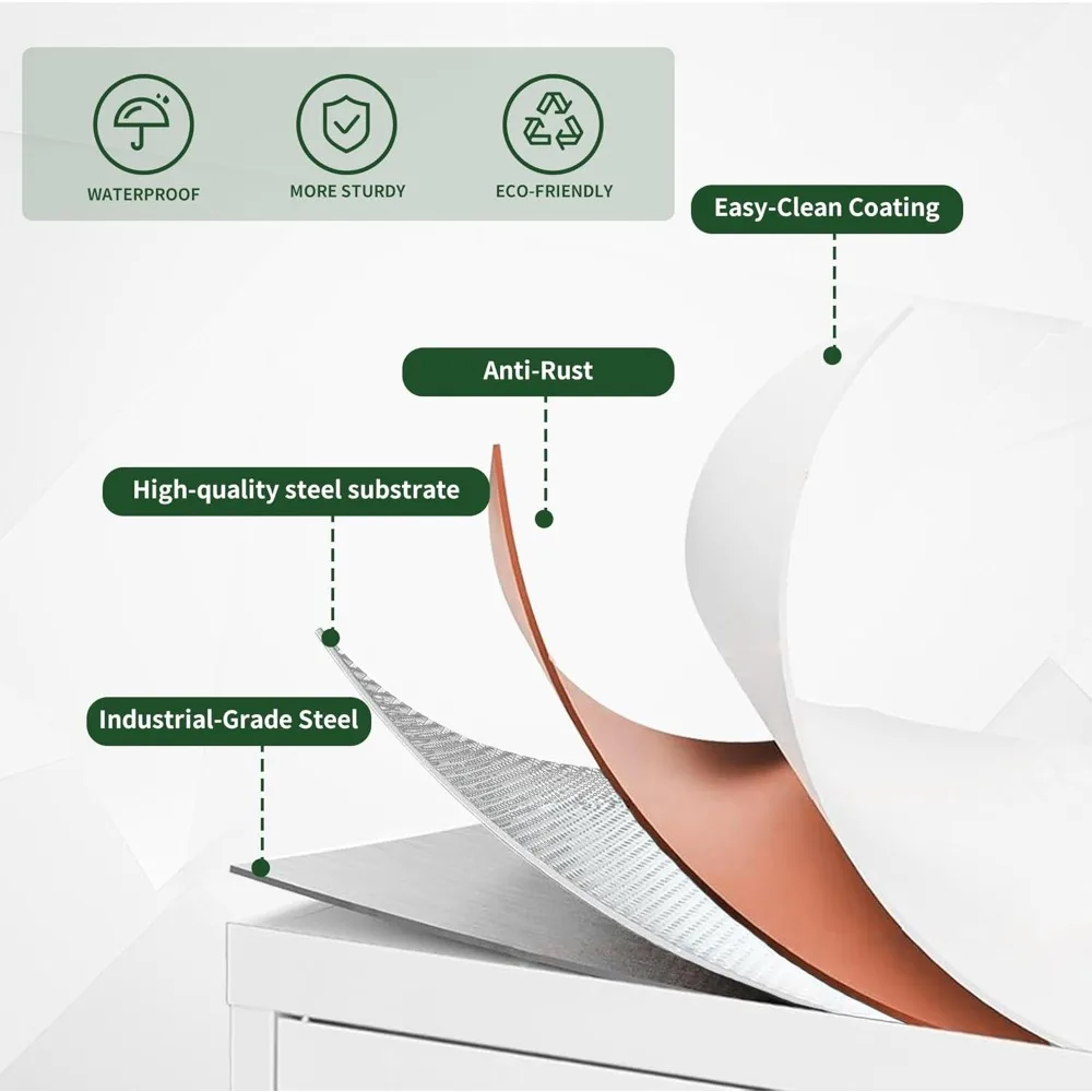 72 خزانة مخزن المطبخ طويلة، خزانة مخزن معدنية بيضاء مع سطح طاولة و4 أرفف قابلة للتعديل، خزانة تخزين المرافق Rust-Re #3