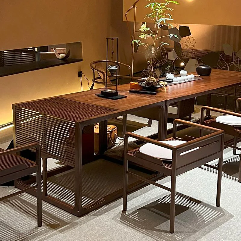 

North American black walnut new Chinese solid wood tea table kung fu brew tea table room Zen old elm