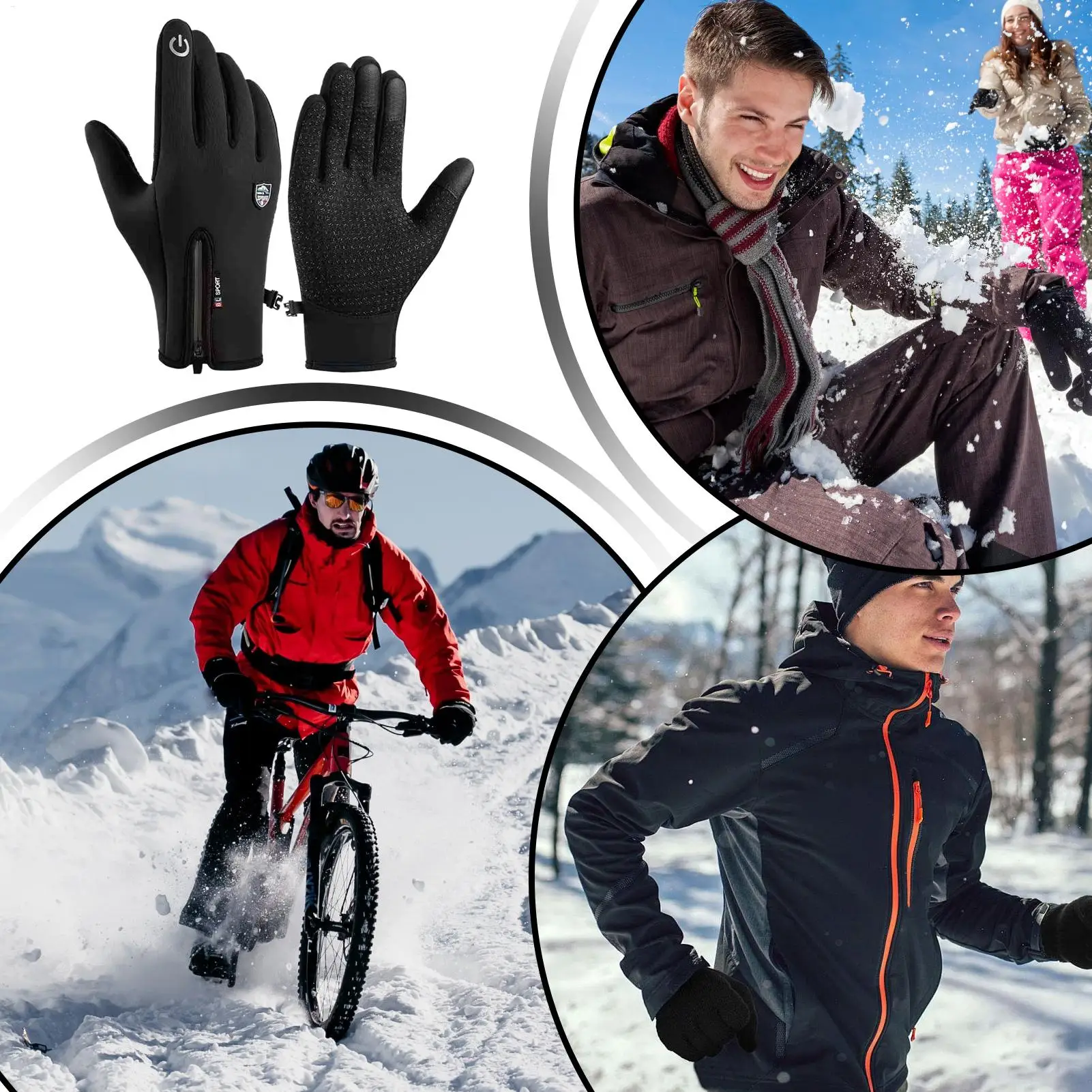

Winter Gloves Waterproof Full Finger Mittens Thermal Gloves For Running Dog Walking Hiking Mountaineering Cycling Sports Bicycle