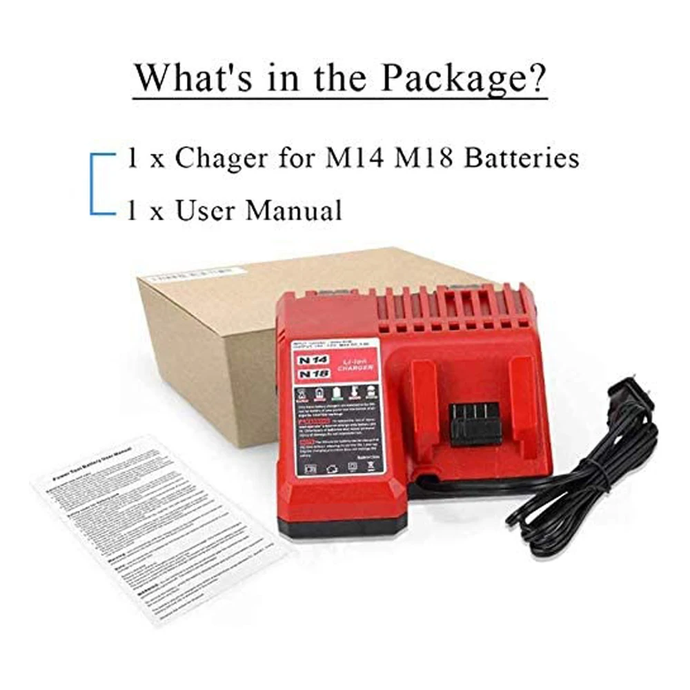 Imagem -05 - Carregador de Bateria Rápido do Li-íon Milwaukee M18 4811-1815 48-11-1828 48-112401 48-11-2402 110-240v