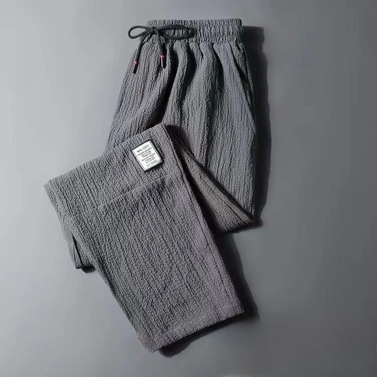 بنطلون عمل كاجوال رفيع للغاية من الكتان يسمح بمرور الهواء، بنطلون عمل كاجوال للرجال من الحرير الجليدي صيفي خفيف الوزن ومريح و...