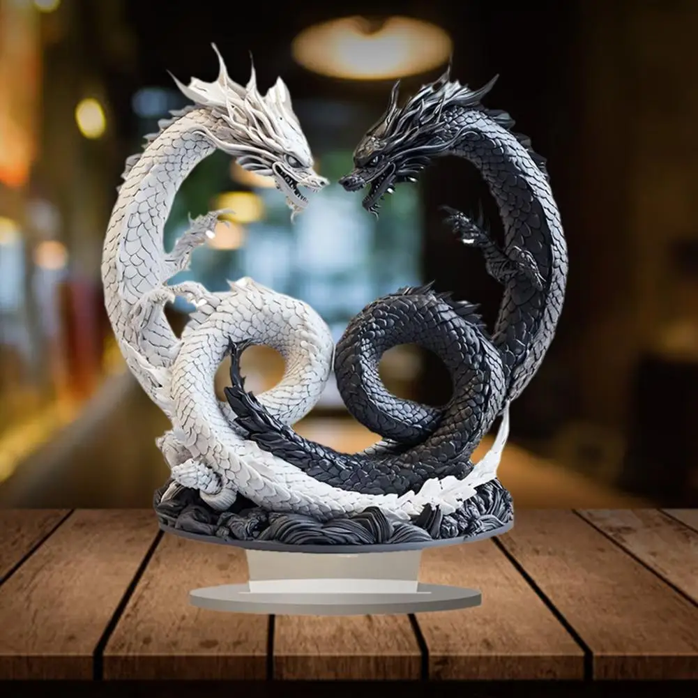 New Model Desktop Evil Dragon Ornament Yin Yang Dragon Acrylic 2D Desktop Ornament Living Room Bedroom Desktop Decoration