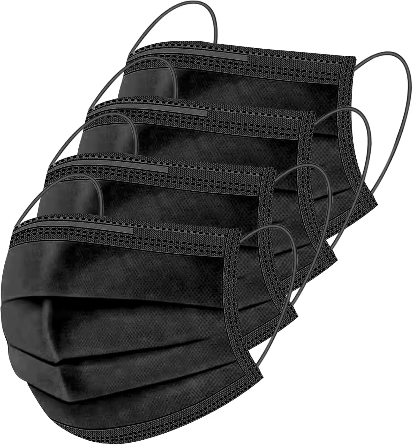 

100/500 Pcs Disposable Face Masks, 3 Layer Breathable with Nose Clip & Elastic Earloop (Multicolor/Black)