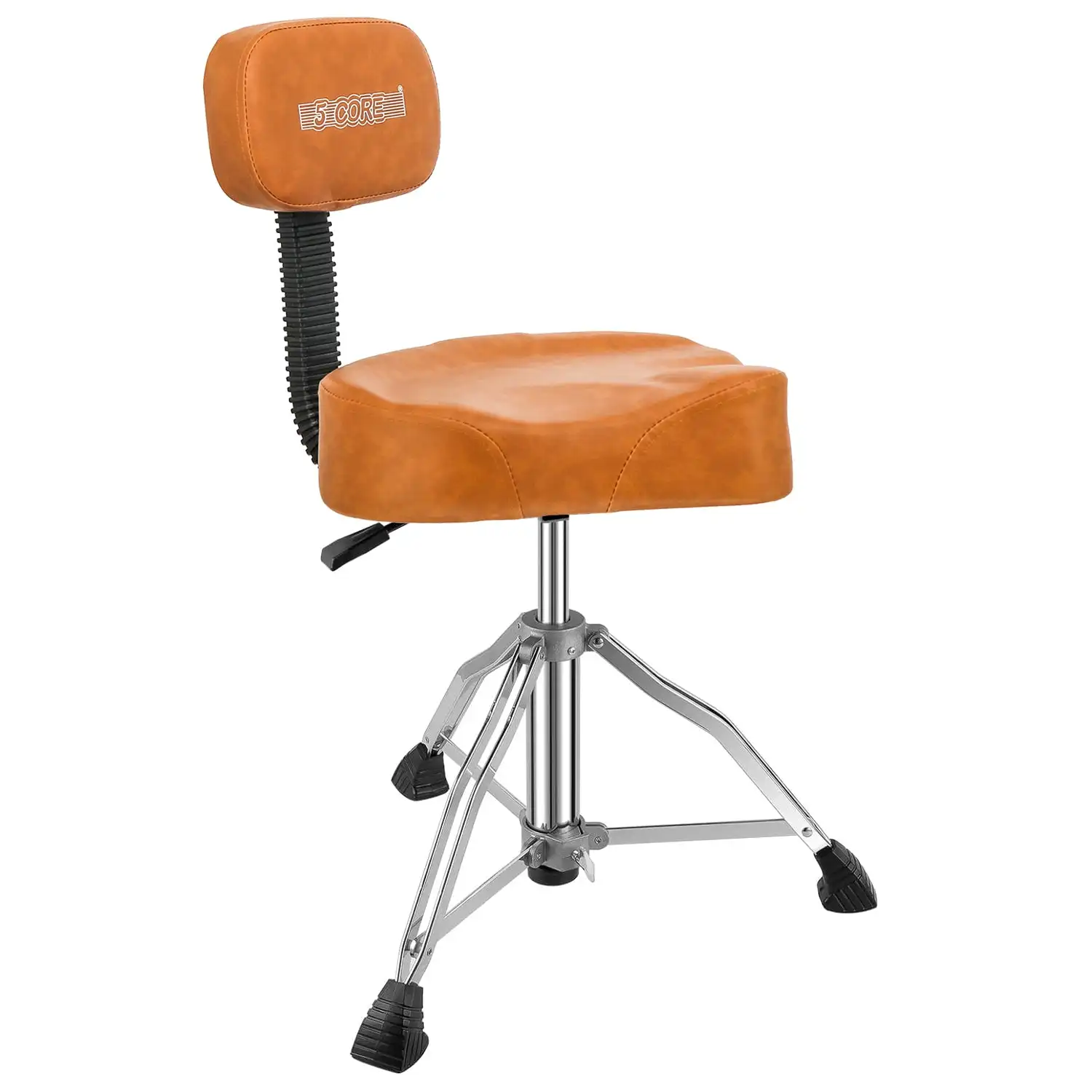 

5Core Drum Throne 4" Cushion Padded Stool w Backrest Airlift Height Adjustable Chair w 441Lb Capcity DS CH BR REST-LVR