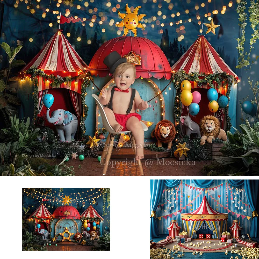 

Фотографический фон Mocsicka Studio: Цирк, День Рождения, Палатка, Животные, Лес, Ночь, Декор для детской фотосессии, Фотофон для Cake Smash