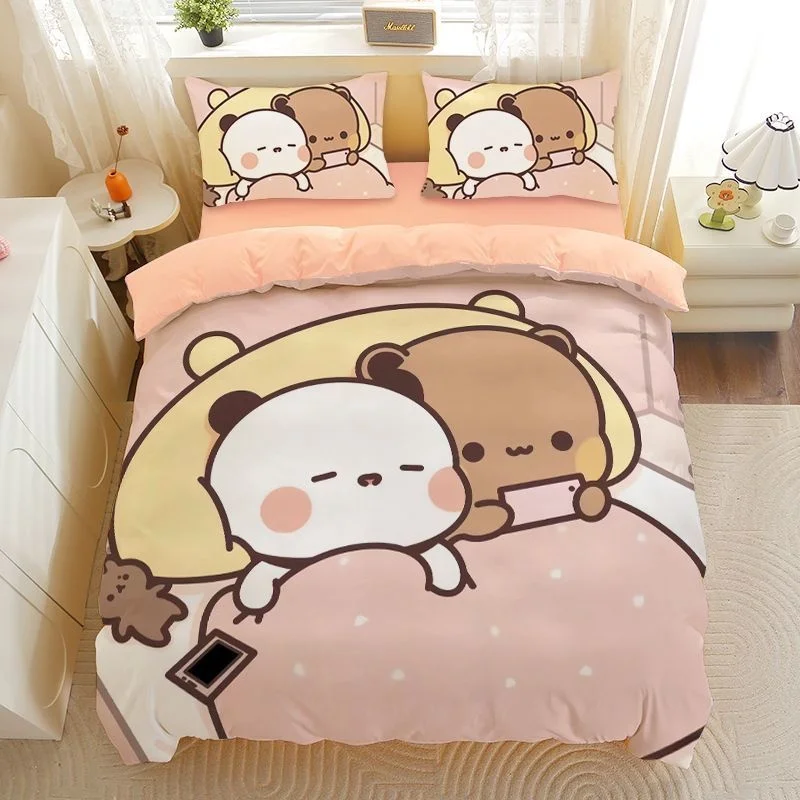 Bubu Dudu Cartoon Cute Bear Kawaii Christmas Gift King Twin Double Child Bedding Set Microfiber Or Polyester Duvet Cover Set