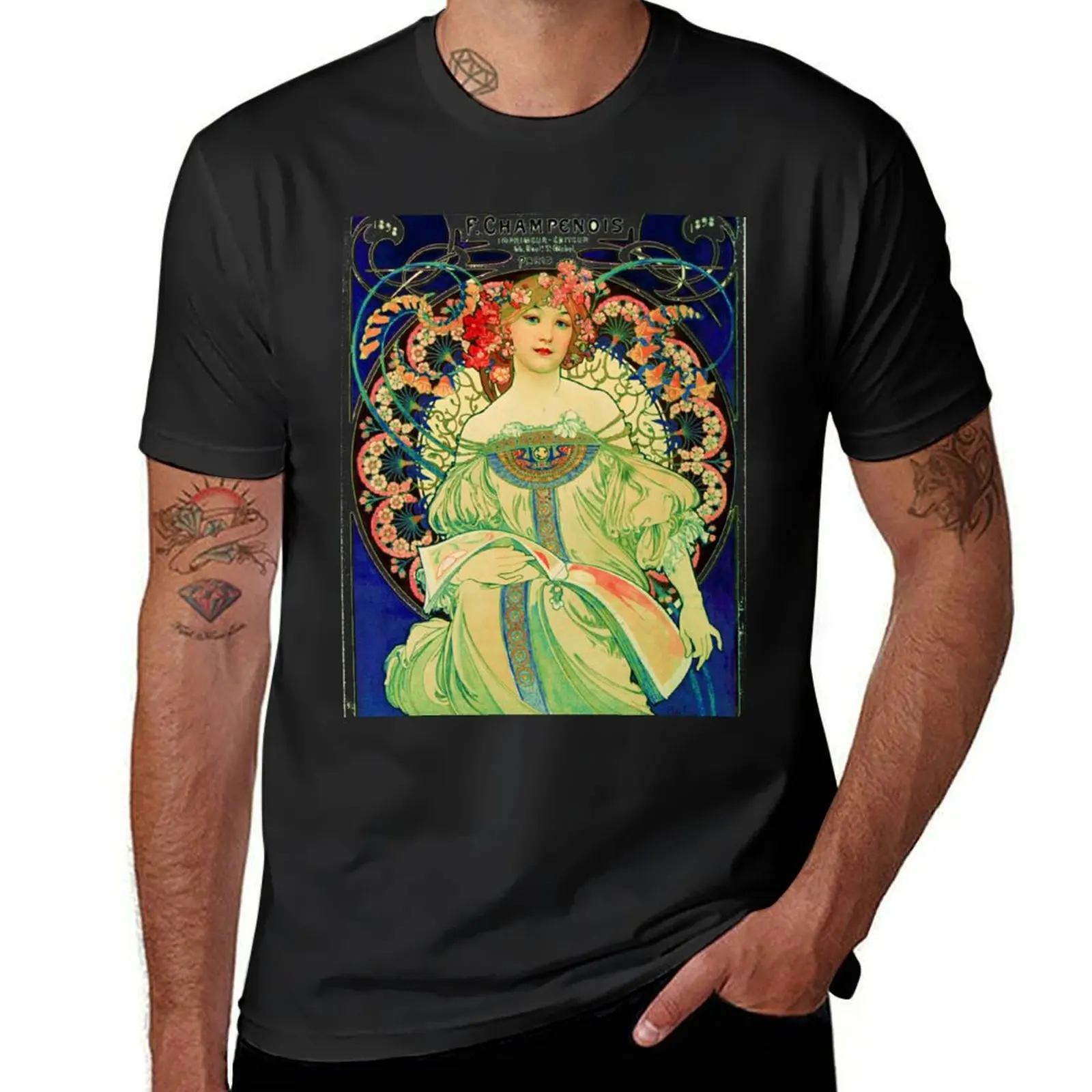 F. Champenois Imprimeur-Editeur, by Alphonse Mucha T-Shirt plus sizes boys animal print tees cute clothes workout shirts for men