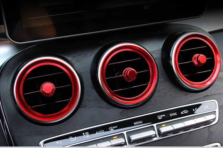 Décor Volant Mercedes Classe C/E/CLA/GLA/GLC (2015+) - Anneau Logo Central Argent, En Alliage Aluminium, Autocollant 3M - 7